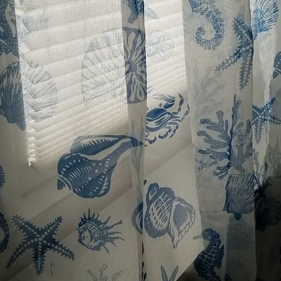 Voila Seaside Spirit Blue Sheer Voile Curtains - Picture 9 of 12